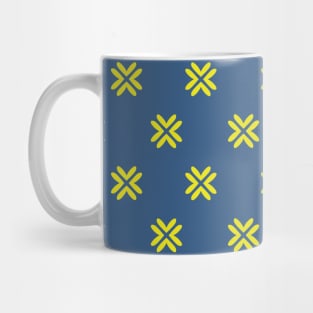 Minimal Cross Pattern Blue Yellow Mug